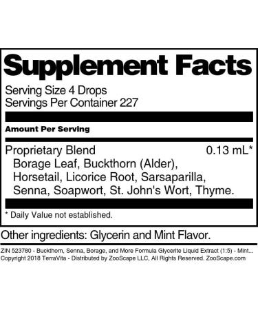 Buy Mint Flavored Buckthorn Senna & Borage Glycerite Liquid Extract (1:5) - 1 oz - International Shipping Available - Buy Online on GoSupps.com