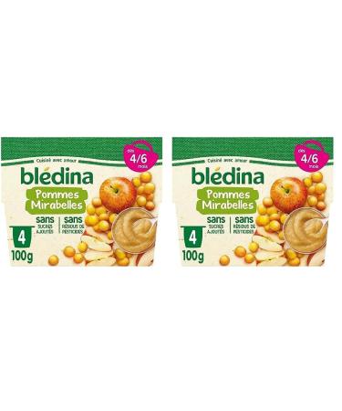 Bl dina - Coupelles Fruits Pommes Mirabelles- d s 4/6 Mois - Le Pack de 4x100g (Lot de 2)
