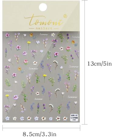 JMEOWIO 3D Embossed Flower Spring Summer Floral Nail Art Stickers Decals Self-Adhesive 5D Nail Supplies Nail Art Design Decoration Accessories 1 Sheets - Buy Online on GoSupps.com