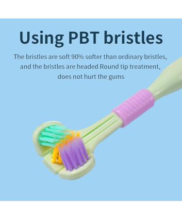 Buy 2-Piece V-Shaped Three-Sided Toothbrush Set for Adults & Children - Gentle All-Sides Cleaning & Gum Care - Green - Buy Online on GoSupps.com