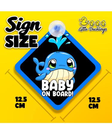 2 Pcs Little Ducklings Baby on Board Car Warning Sticker with Suction Cups - Whale Design - Buy Online on GoSupps.com