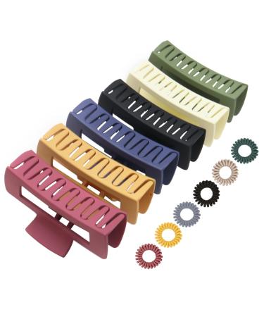 Kavya Hair Claw Clips Strong Hold Rectangle Hair Clip Matte Solid Color Hair Jaw Clamp Non-Slip Catch Hair Clips Jumbo Hair Styling Accessories for Women Girls Thick Hair(6 Colours) C Set-3
