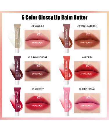 Wenrny Glossy Lip Balm Butter 6 Color Instant Moisturizing Lip Gloss Long Lasting Hydrating Non-Sticky Lip Care Oil Lip Glow Oil for Soft & Smooth & Protect Dry Lips Makeup Gift for Women Girls - Buy Online on GoSupps.com