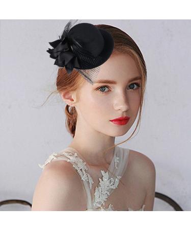 FRCOLOR Mini Top Hat Fascinator Hair Clip Black Veil Top Hat Hair Clip Hair Accessories for Halloween Tea Party - Buy Online on GoSupps.com