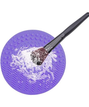 Silicone Makeup Brush Cleaning Mat - Portable Brush Cleaning Pad with Suction Cup, Purple - Buy Online on GoSupps.com
