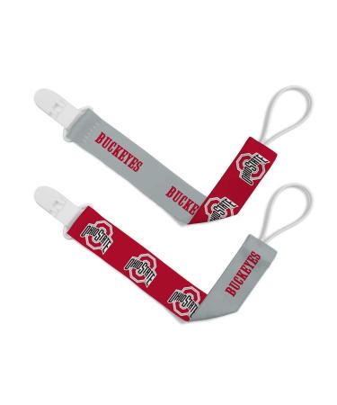 BabyFanatic Officially Licensed Unisex Pacifier Clip 2-Pack - NCAA Ohio State Buckeyes - Officially Licensed Baby Apparel