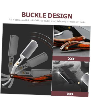 Beavorty Stainless Steel Manual Razor for Men - Wooden Handle & Facial Hair Scissors - Premium Shaving Tool for Smooth Face - Compact Design (16x3.5x1.2cm) - Buy Online on GoSupps.com