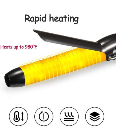 Buy Long Barrel Curling Iron - Ceramic Tourmaline Curl Wand with 5 Heat Settings Digital Control for All Hair Types - Up to 980 F - Black - Buy Online on GoSupps.com