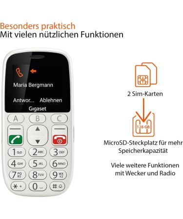 Gigaset GL390 White GSM - Senior Mobile Phone with SOS Button Large 2.2 Display & Easy-to-Use Keys | Compact Hearing Aid Compatible Cell Phone - Buy Online on GoSupps.com
