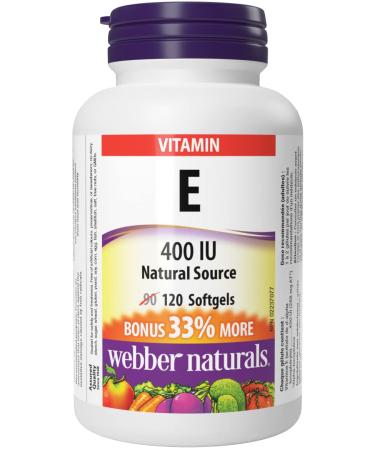 Webber Naturals Vitamin E Natural Source Softgel 400 IU-120 Softgels 1 Bottles - Buy Online on GoSupps.com
