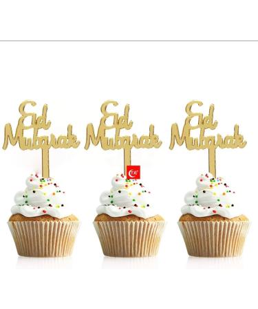 16 Eid Mubarak Cupcake Toppers Gold Eid Cake Toppers Eid Gift Tags Eid Gift Charms Hamper Tags Eid Charms Eid Cake Decorations. - Buy Online on GoSupps.com