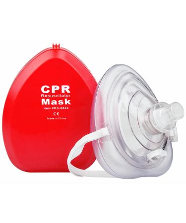 NOVAMEDIC First Aid Adult and Child CPR Rescue Mask Detachable Single Valve Pocket Resuscitator with Hard Case and Wrist Strap Kit Red