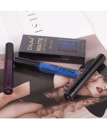 Go Ho Matte Lipstick Set - Waterproof Long Lasting Lip Gloss Trio in Black, Blue, and Purple | Nude Lip Tint Stain Makeup - 3PCS Matte Colors - Buy Online on GoSupps.com