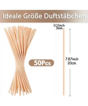 50 Natural Rattan Fragrance Sticks - 20cm x 3mm Reed Diffuser Sticks for Home & Office Aromatherapy - Buy Online on GoSupps.com