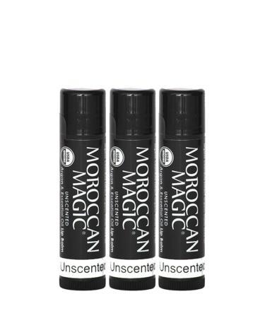 Moroccan Magic Organic Unscented Lip Balm 3 Pack | Made with Natural Cold Pressed Argan and Essential Oils Lip Balm | Smooth Application | Non-Toxic Cruelty Free