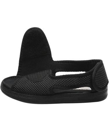 Men's Wide Width Open Toe Diabetic Recovery Slippers - Adjustable Orthopedic Walking Shoes for Foot Relief - Non-slip Arthritis Edema House Shoes - 7 Wide Black - Buy Online on GoSupps.com