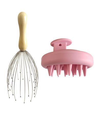 Coyoax head massage spider & scalp massage brush set head massage spider with 28 fingers and 100% silicone shampoo brush gift for relaxing moments