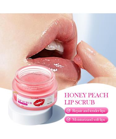 Honey Peach Lip Scrub Exfoliator 20g Natural Lip Exfoliator Scrub Hydrates and Softens Lips Dilutes Lip Lines Brightens Lip Care - Buy Online on GoSupps.com