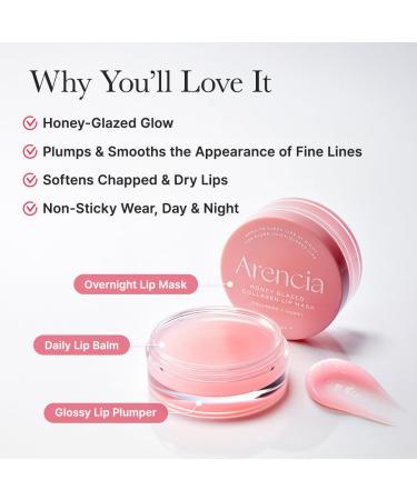 Arencia Honey Glazed Collagen Lip Mask Overnight Lip Treatment with Collagen and Honey 0.52 oz - Buy Online on GoSupps.com
