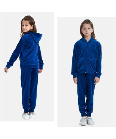 Bobo Bloom Velour Tracksuit for Girls | Hooded Sports Suit | Dark Blue | 5-6 Years - Buy Online on GoSupps.com