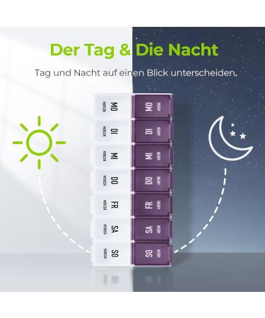 Buy Auvon 7-Day Tablet Box - Handy Pill Organizer for Medications Vitamins & Supplements (Violet) - International Shipping Available - Buy Online on GoSupps.com