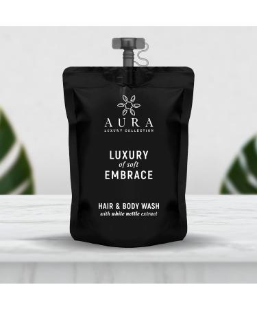  AURA LUXURY COLLECTION Black Edition 100 x 30ml Shower Shampoo Sachets with Cap with Organic White Nettle Extracts - Bathroom Courtesy Kit for Hotel & B & B - Buy Online on GoSupps.com