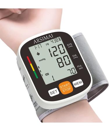 Automatic Wrist Blood Pressure Monitor: Adjustable Cuff + 2AAA Battery and Storage Case - Irregular Heartbeat Detector & 198 Readings Memory Function & Large LCD Screen