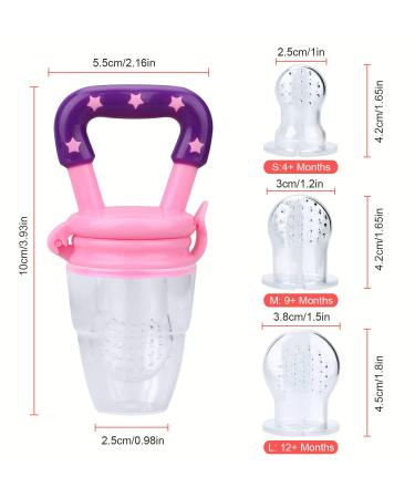 Baby Food Feeder 3 Pack - Silicone Nipple Teething Toy for Aching Gums - Pink - Buy Online on GoSupps.com