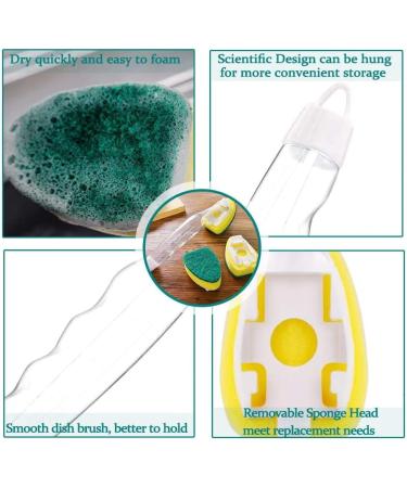 Fattoz 1 Dish Wand 7 Refill Replacement Sponge Heads Wand Clean Scrub Sponges for Kitchen Sink Bathroom Utensils - Buy Online on GoSupps.com