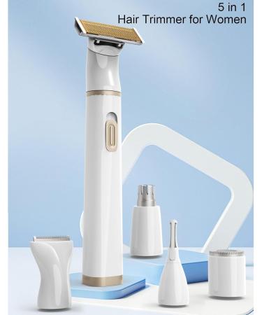 Dioche 5 in 1 Electric Hair Trimmer for Women - Rechargeable Low Noise Washable Clipper with 5 Heads for Eyebrows Nose and Face - International Shipping Available - Buy Online on GoSupps.com