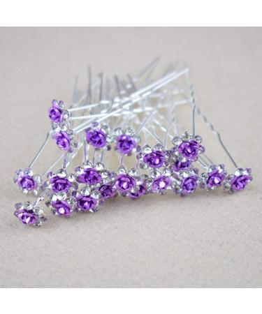 Frcolor 20pcs Wedding Bridal Rhinestone Hairpins | Beautiful Purple Crystal Flower Hair Accessories - Buy Online on GoSupps.com