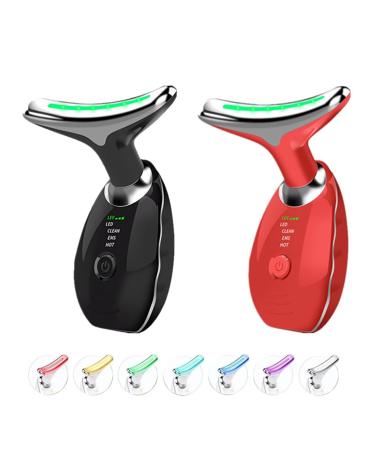 Nadove Micro-Glow Facial Nadove Micro Glow Face Sculptor Micro Glow Facial Machine Microcurrent Multifunctional Facial Massager Double Chin Eliminator (Black+Red)
