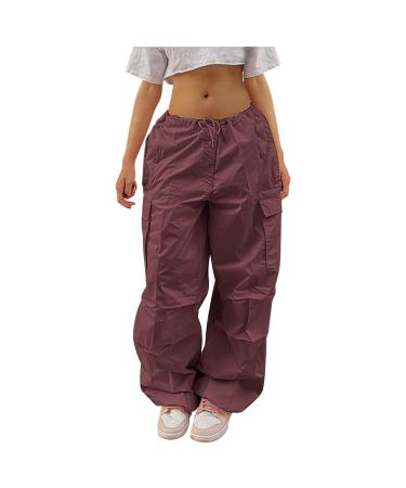 Parachute Pants Y2K Women Cargo Pants Baggy Cargoose Track Pants Streetwear Vintage Jeans Pants 90s E-Girl Streetwear Cargo Pants Y2K Sports Pants Lang Loyal 07-Rot XL