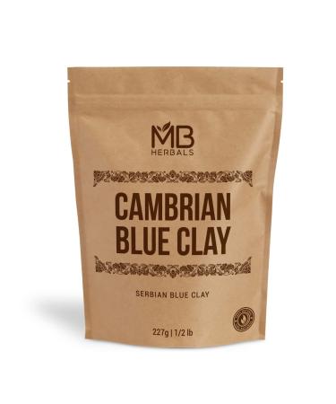 MB Herbals Cambrian Blue Clay 8oz (0.5lb / 227G) | Serbian Blue Clay | For Face Masks Soaps Peel Off Masks and Face & Body Scrubs