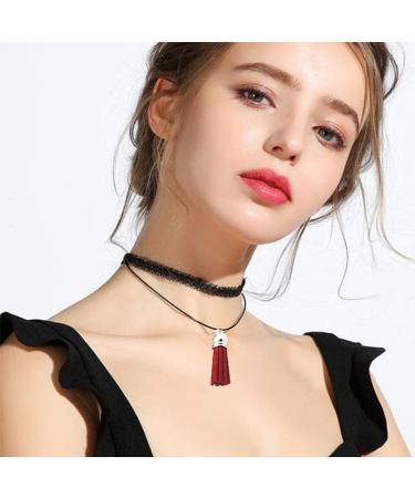 30pcs Red Leather Tassel Pendants with Silver Caps - Ideal for Jewelry Making and Crafts - Buy Online on GoSupps.com