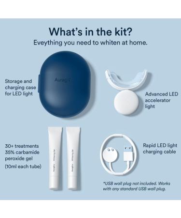 Auraglow Teeth Whitening Kit - 35% Carbamide Peroxide Gel - 20+ Treatments - LED Light - Buy Online on GoSupps.com