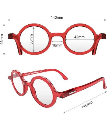LONDON MOLE Eyewear | Transparent Red Round Reading Glasses 1.5x | Stylish Men's Women's Unisex Readers - Buy Online on GoSupps.com