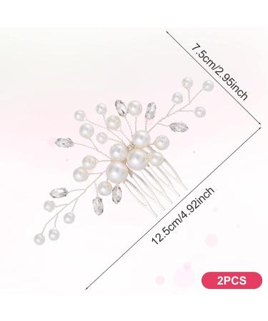 PAGOW Pearl Rhinestone Hair Comb Set - Crystal Flower Hairpieces for Women - Bridal Wedding Accessories (Silver White) - Buy Online on GoSupps.com