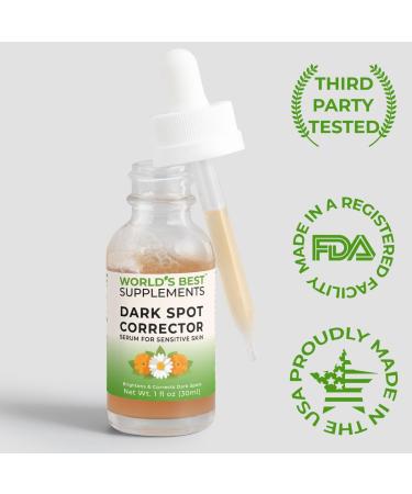 Dark Spot Corrector Serum for Sensitive Skin | Kojic Acid Adaptogenic Mushroom Extracts Sea Fennel Extract | 1 Ounce | World's Best Skincare - Buy Online on GoSupps.com