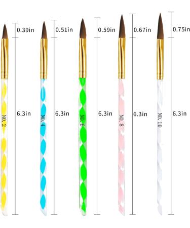 5 Pcs Round Sable Acrylic Nail Brush Set - Nail Art Tool Set No.2/4/6/8/10 (Golden) - Buy Online on GoSupps.com
