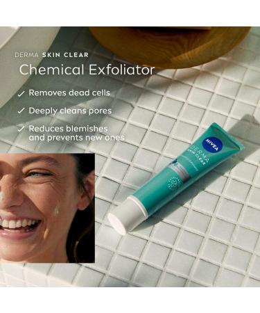 NIVEA Derma Skin Clear Chemical Exfoliator (40ml) with Salicylic Acid, Glycolic Acid, and Niacinamide - Blemish Prevention for Acne-Prone Skin - Buy Online on GoSupps.com