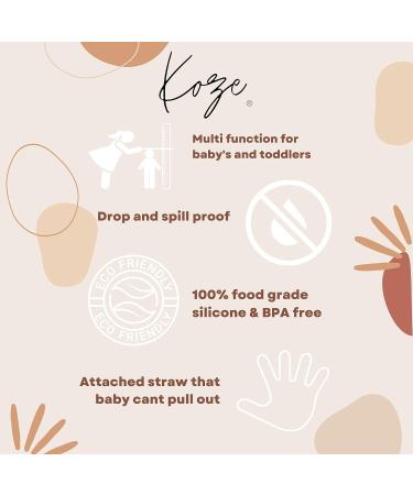 KOZE Toddler Baby Silicone Sippy Cup w Straw | Unbreakable 100% Silicone | BPA Free | Dishwasher Safe | 6 oz | for Babies 6+ Months | Includes Bonus Snack Top | Cream - Buy Online on GoSupps.com