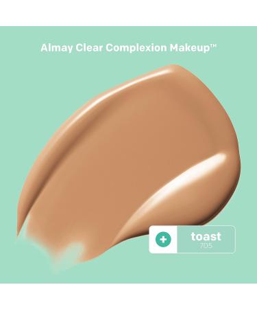 Almay Clear Complexion Acne Foundation Makeup - Salicylic Acid, Medium Coverage, Hypoallergenic, Fragrance-Free - 705 Toast 1 fl oz - Buy Online on GoSupps.com