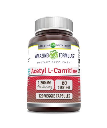 Amazing Formulas Acetyl L-Carnitine Hcl Dietary 1200mg Per Serving 120 Veggie Capsules Supplement - Promotes Energy Production & Cognitive Function - Non-GMO - Gluten Free - Made in USA - Buy Online on GoSupps.com