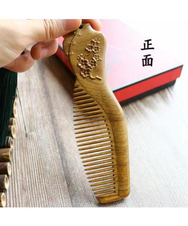 wooden wide tooth comb comb wide tooth comb for curls 15.5cm Chinese Style Sandalwood Comb Cheongsam Carving Creative High end One color - Buy Online on GoSupps.com