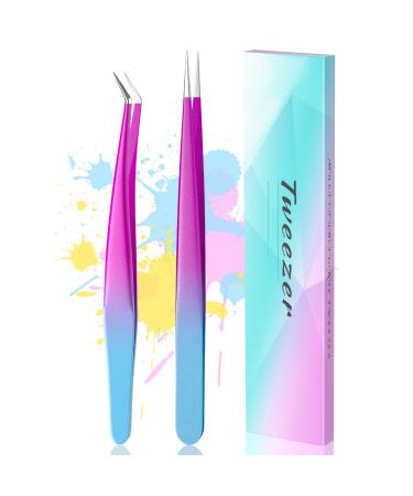 Tweezers  Tweezers for Women  Precision Lash Tweezers with Stainless Steel (2PCS)  Durable Tweezers for Eyebrow  Eyelashes  Blackheads  Facial Hair  Ingrown Hairs Removal