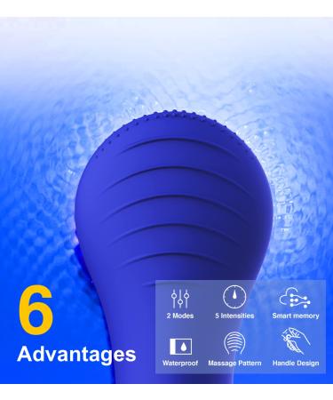 Sonic Facial Cleansing Brush - Waterproof Rechargeable Face Scrub Brush for Men & Women - Electric Face Scrubber Cleanser Brush (Blue) - Buy Online on GoSupps.com