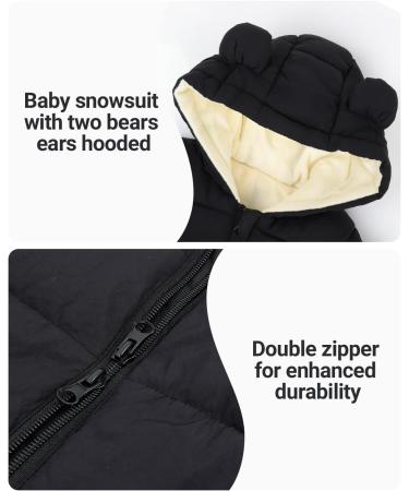 Baby Hooded Winter Romper Down Jacket Snowsuit | 6-9 Months Black - Buy Online on GoSupps.com