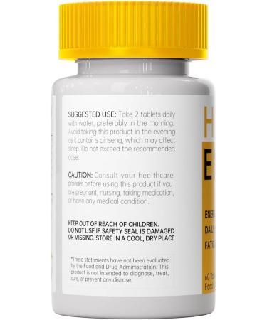 HANFANGLING Natural Energy Supplement 800mg - 60 Heart-Shaped Tablets | Ginseng, Maca, Astragalus for Fatigue Relief & Immunity Support | Vegan, Caffeine-Free, Daily Vitality Booster - Buy Online on GoSupps.com