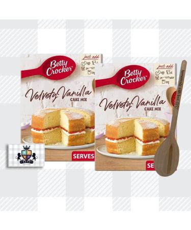 AETN Creations Vanilla Cake Mix Bundle Betty Crocker Velvety Vanilla 2x425G a Delicious Sweet Cake with AETN Wooden Made with Love Mixing Spoon - Buy Online on GoSupps.com